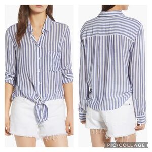 GUC Rails Val Tie Front Blue White Striped Shirt